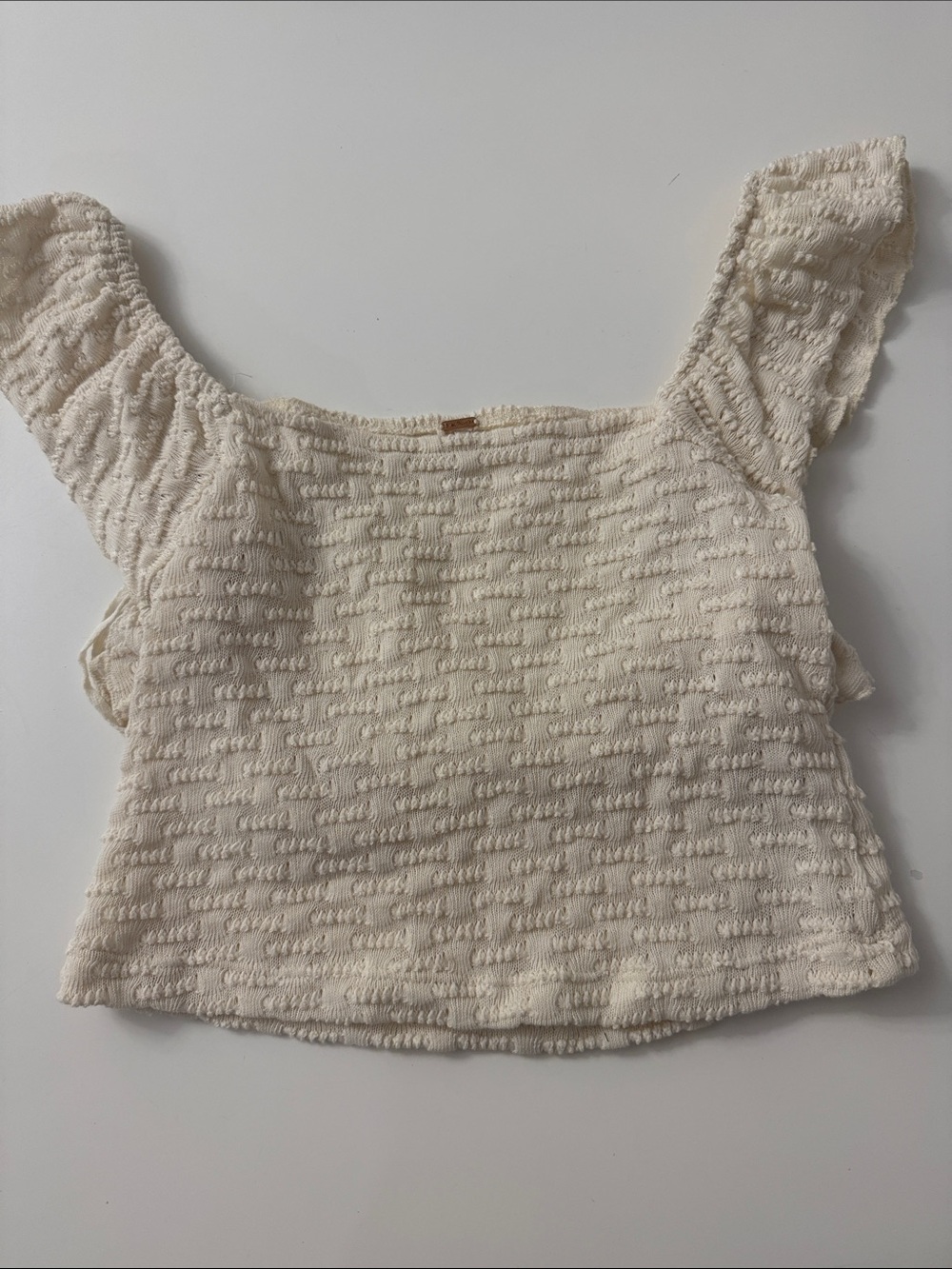 Free People Cream Smocked Square-Neck Crop Top - Women
